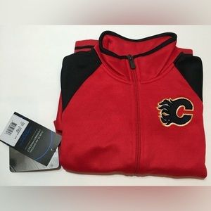 NHL Calgary Flames Youth Girls Faceoff Full Zip Jacket, Red/Black Small (7-8)